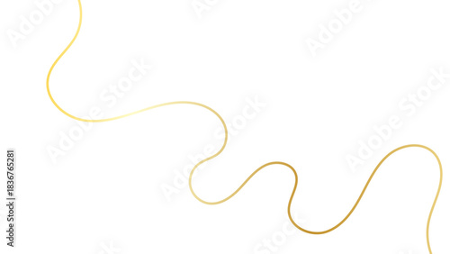 Sleek gold stroke, subtle golden ribbon isolated on white background. Minimalist luxurious design features smooth curves and gradient effects fine golden strokes. vector illustration