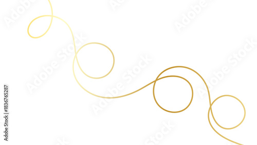 Sleek gold stroke, subtle golden ribbon isolated on white background. Minimalist luxurious design features smooth curves and gradient effects fine golden strokes. vector illustration