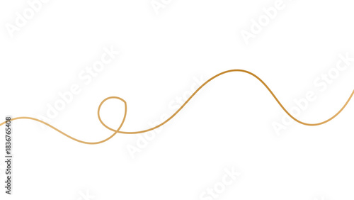 Sleek gold stroke, subtle golden ribbon isolated on white background. Minimalist luxurious design features smooth curves and gradient effects fine golden strokes. vector illustration
