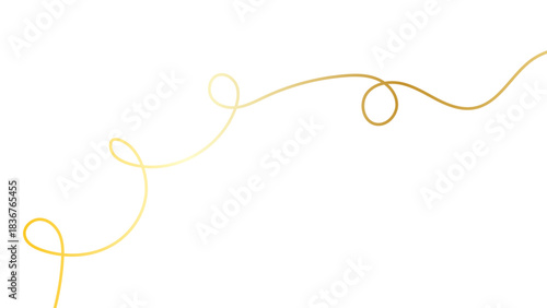 Sleek gold stroke, subtle golden ribbon isolated on white background. Minimalist luxurious design features smooth curves and gradient effects fine golden strokes. vector illustration