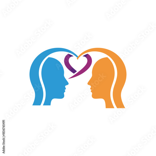 understanding minds two heads sharing a heart symbolizing connection relationship therapy and empathy ideal for mental health campaigns