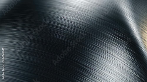 Closeup of flowing metallic surface with smooth curved lines and reflective sheen in abstract motion shot