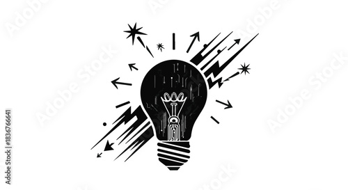 Illuminating idea bursts forth from a light bulb, symbolizing innovation and inspiration.