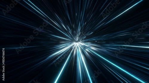 Dynamic Light Burst Explosion with Bright Blue and White Rays in Motion