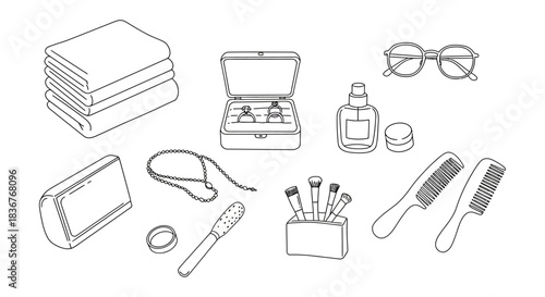 vanity essentials neatly arranged with cosmetics jewelry and personal care items perfect for blogs and websites about self-care routines