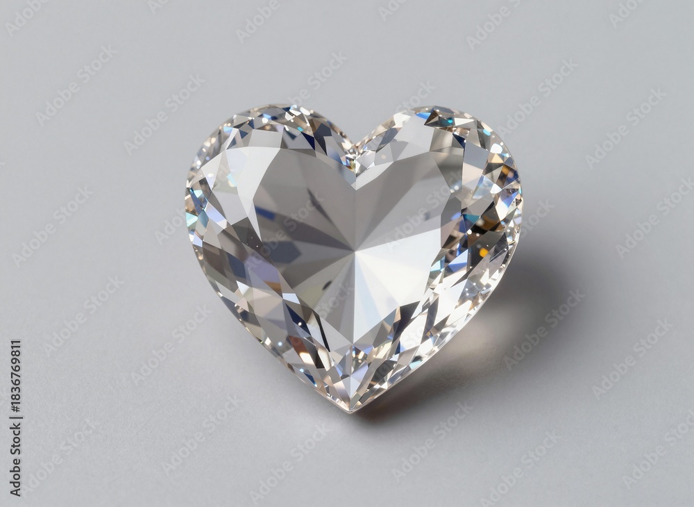 Fototapeta premium Heart-Shaped Diamond on Gray Background