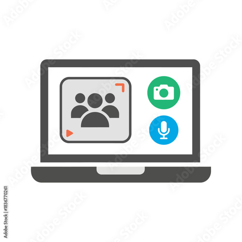 video conference on laptop showcasing a virtual meeting setup highlighting remote collaboration online communication for business presentations webinars team calls