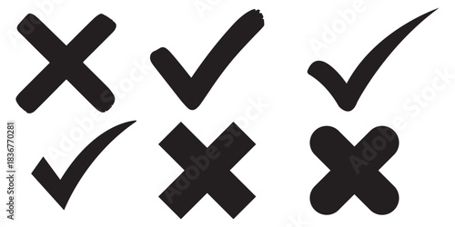 Hand drawing green tick mark icon on white background. Digital hand drawing check mark vector set. Creative vector tick mark icon set.