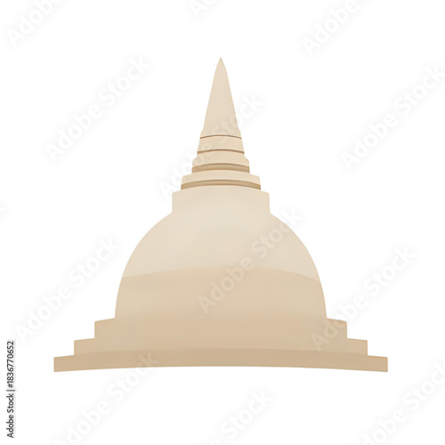 Stylized illustration of a traditional Buddhist stupa, representing Asian spiritual architecture and cultural heritage in a clean, minimalist vector design, perfect for educational or travel content
