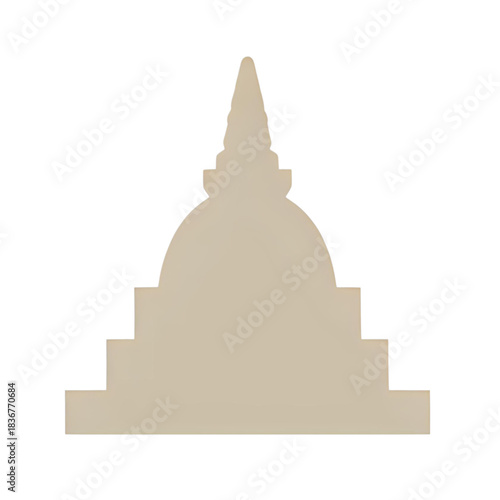 Minimalist silhouette illustration of an ancient Buddhist stupa or temple, depicting a traditional Asian architectural landmark, perfect for cultural and travel-themed designs and spiritual projects
