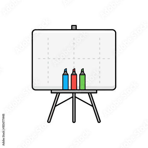 whiteboard presentation with colorful markers brainstorming ideas illustrating teaching methods presenting innovative marketing strategy plan