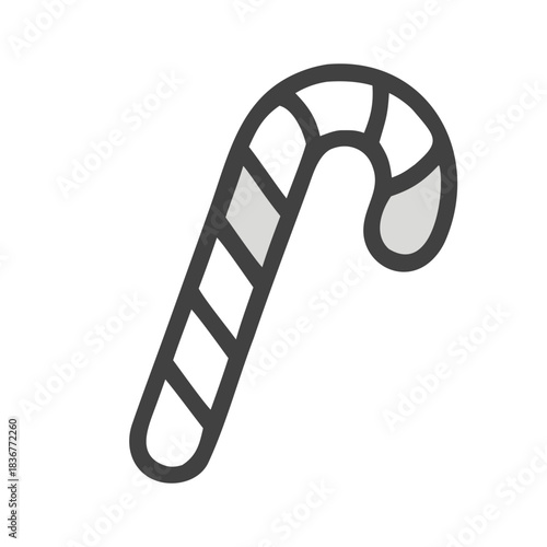 Simple cartoon drawing of a candy cane treat suitable for holiday designs, christmas cards, childrens illustrations, festive decorations, and sweetthemed projects.