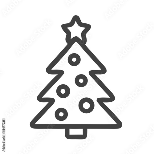 Minimalist christmas tree designed with a star on top, perfect for modern holiday designs, greeting cards, posters, and social media.