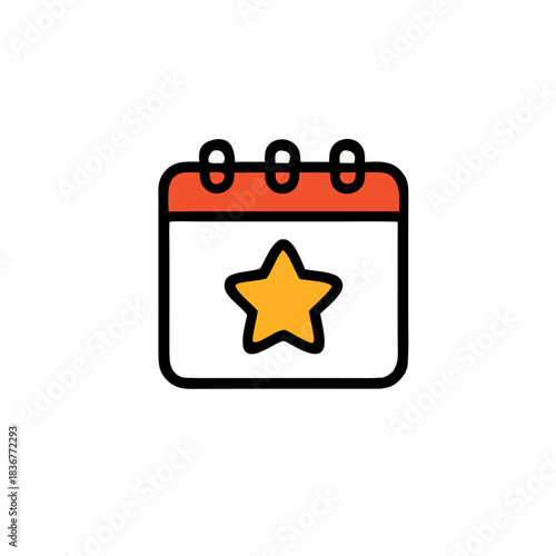 Calendar with a yellow star in the center, ideal for marking important dates, events, special occasions, holidays, tasks, or deadlines.