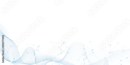Abstract blue wavy lines Digital frequency track equalizer background. Curved wave smooth stripe seamless pattern. Wave lines created using blend tool. graphic design template banner business wave.