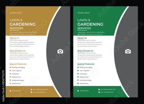 lawn care garden or landscaping service flyer template leaflet, poster, advertise, reports, brochure cover design And flyer Template, poster, advertise, reports, brochure cover design  lawn care flyer