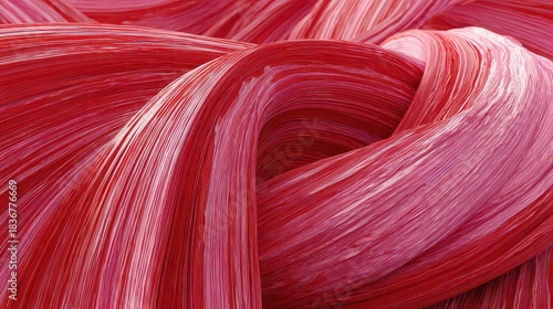 Vibrant Red Abstract Swirling Fabric Texture With White Speckles And Blue Hues