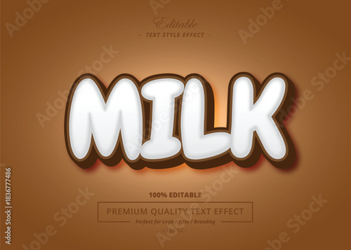 Creamy milk-style text effect with smooth and soft shapes. Ideal for kids’ branding, dairy product packaging, cartoon titles, and playful themes. Fully editable vector file.
