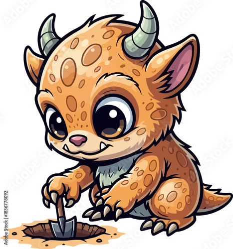 whimsical critters joyful excavation, digging into the earth with glee