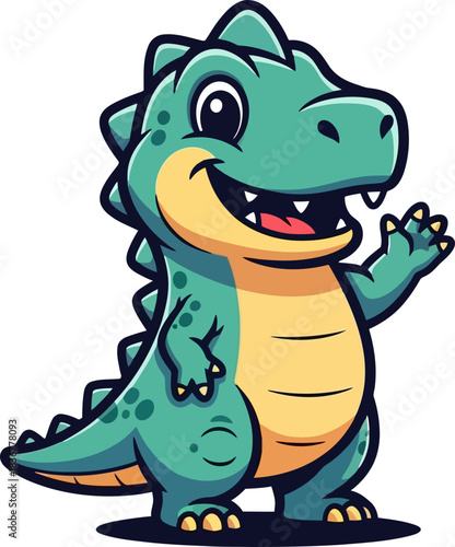 adorable animated dinosaur pal extends a cheerful, delightful, welcoming wave