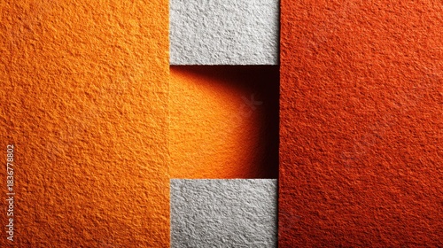 Wall with red and grey color scheme illustrating a dynamic section reveal icon concept for section-based reveal