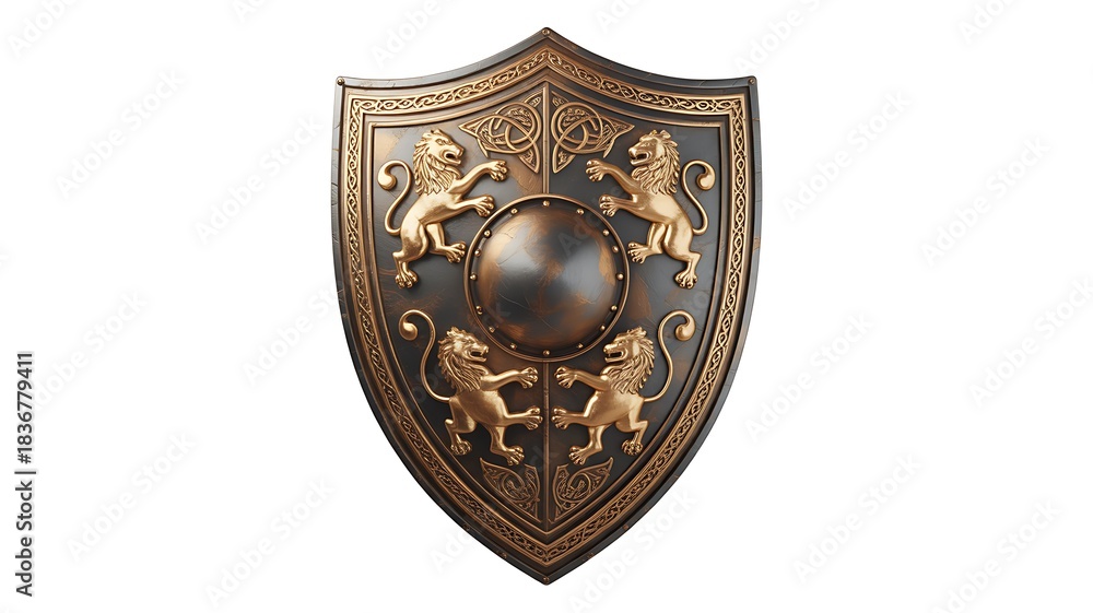 Fototapeta premium isolated round medieval vikings wooden shield