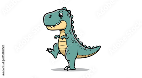 aqua trex character strikes a playful pose, exuding friendly delight