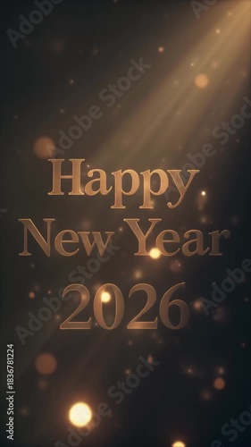Golden Clean Text Happy New Year 2026 Cinematic Particle Intro
