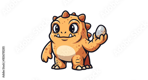 playful monster icon treasures a mystical spotted egg, new adventures await