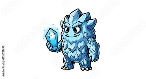 crystal guardian reveals mystic gem, glowing with enchanting arctic power