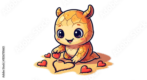 little scaled charmer lovingly offers heartfelt sand art expressions of pure adoration