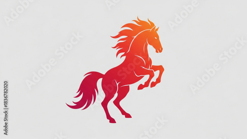 Stylized Rearing Horse Gradient Vector Illustration