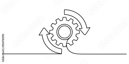 Continuous line drawing of a doctor giving a child a vaccination with a parent present, representing healthcare and medical care. Vector, illustration