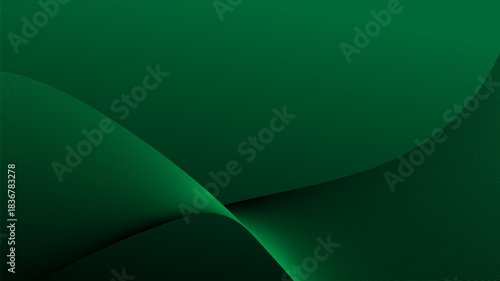 Abstract concept green lines wave dynamic particle pattern on background.