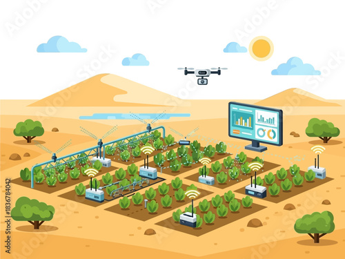 Future technology in agriculture Smart farming with drones and automated irrigation systems for increased crop yield