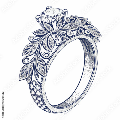 Exquisite floral-inspired diamond engagement ring with intricate detailing, perfect for proposals and anniversaries