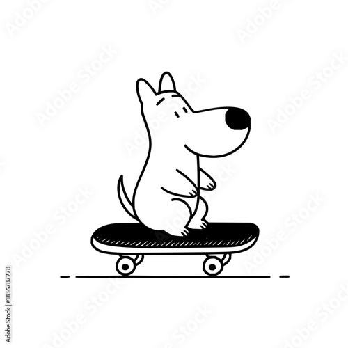 Cute dog skateboarding illustration vector art for kids room decor animal skateboard trick design drawing