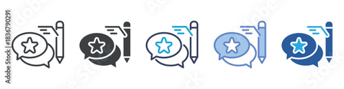 Review icon set multiple style collection