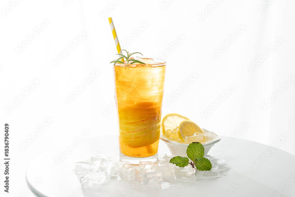 Fototapeta premium Iced Lemon Tea Refreshing Summer Drink