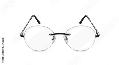 Classic Rimless Round Eyeglasses with Thin Metal Arms.