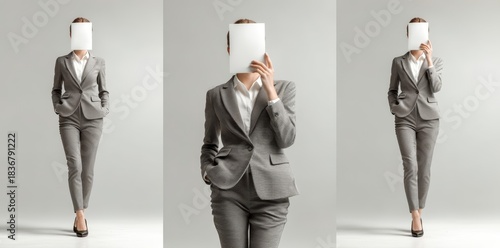 Businesswoman with toilet paper roll on head, symbolizing stress and burnout in the workplace.