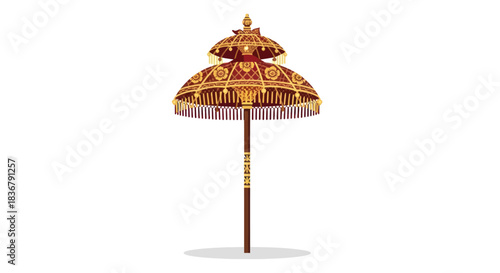 Ornate Golden Umbrella: Traditional Indian Ceremonial Parasol with Intricate Design.