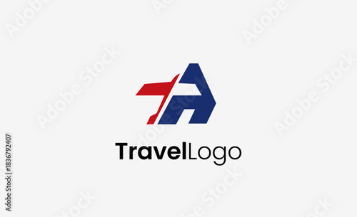 Travel Logo Airplane icon and Letter A, Travel agency illustration modern and minimalist concept.