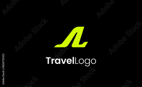 Travel Logo Airplane icon and Letter A, Travel agency illustration modern and minimalist concept.