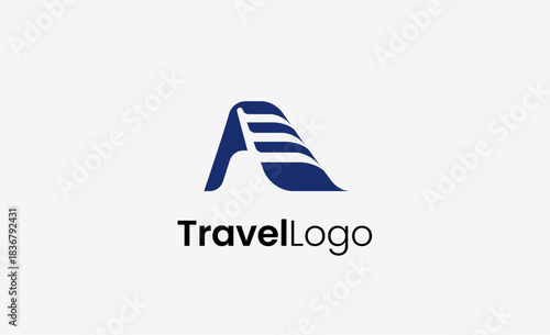 Travel Logo Airplane icon and Letter A, Travel agency illustration modern and minimalist concept.