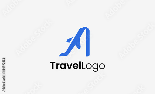 Travel Logo Airplane icon and Letter A, Travel agency illustration modern and minimalist concept.