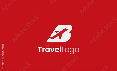 Travel Logo Airplane icon and Letter B, Travel agency illustration modern and minimalist concept.