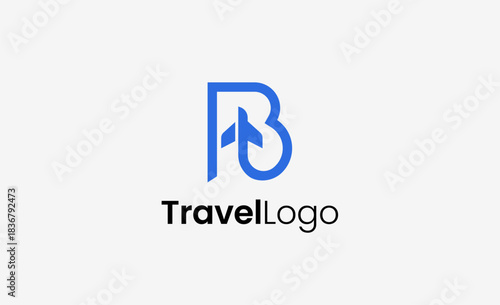 Travel Logo Airplane icon and Letter B, Travel agency illustration modern and minimalist concept.