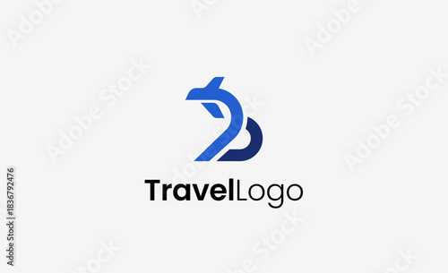Travel Logo Airplane icon and Letter B, Travel agency illustration modern and minimalist concept.