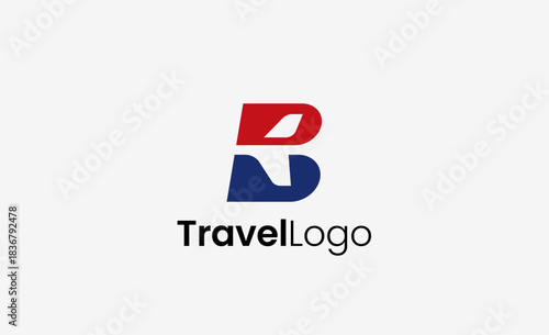 Travel Logo Airplane icon and Letter B, Travel agency illustration modern and minimalist concept.